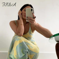 FSDA 2021 Bodycon Dress Women Green Sleeveless Spaghetti Strap Beach Midi Dresses Jack's Clearance