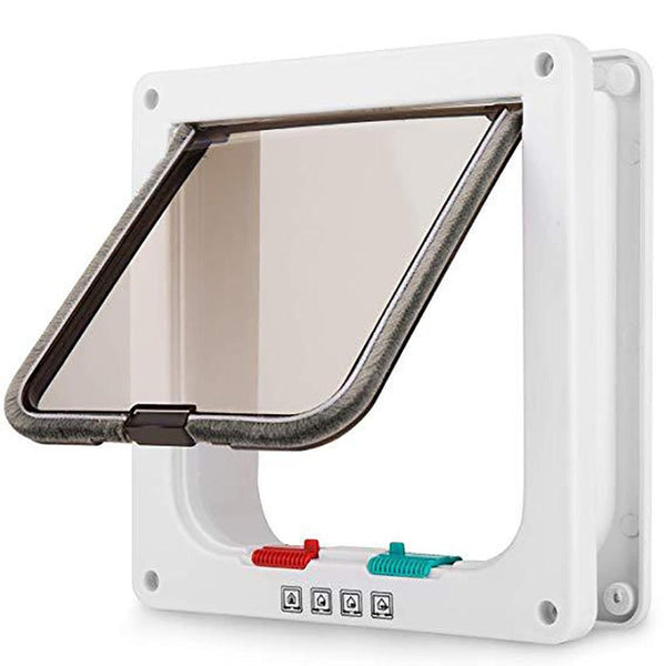 Cat Flap Door With 4 Way Lock Security Flap Door For Kitten Puppy Pets Plastic Animal Small Cat Dog Gate Door Kit Pet Supplies Jack's Clearance
