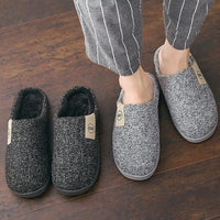 Men Winter Warm Slippers Fur Slippers Men Boys Plush Slipper Cotton Shoes Non-slip Solid Color Home Indoor Casual Slippers Jack's Clearance