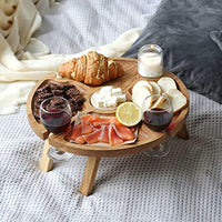 Wooden Outdoor Folding Picnic Table With Glass Holder Jack's Clearance