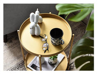 Nordic Simple Iron Double-layer Small Tea Table Corners Round Coffee Table Lving Room Mini Sofa Side Table Jack's Clearance