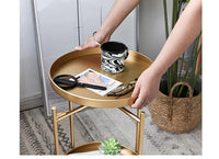 Nordic Simple Iron Double-layer Small Tea Table Corners Round Coffee Table Lving Room Mini Sofa Side Table Jack's Clearance