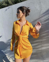 Mini Dress Long Sleeves Loose White Shirtdress Jack's Clearance