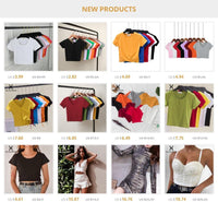 Crop Top Solid Cotton O-Neck Short Sleeve Women's T-Shirt Jack's Clearance