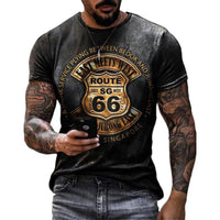 Mens T Shirts Oversized Vintage Short Sleeve Route 66 Jack's Clearance