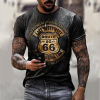 Mens T Shirts Oversized Vintage Short Sleeve Route 66 Jack's Clearance