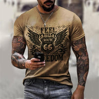 Mens T Shirts Oversized Vintage Short Sleeve Route 66 Jack's Clearance