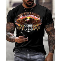 Mens T Shirts Oversized Vintage Short Sleeve Route 66 Jack's Clearance