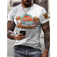 Mens T Shirts Oversized Vintage Short Sleeve Route 66 Jack's Clearance