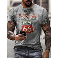 Mens T Shirts Oversized Vintage Short Sleeve Route 66 Jack's Clearance