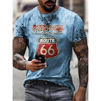 Mens T Shirts Oversized Vintage Short Sleeve Route 66 Jack's Clearance