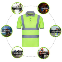 Mens Reflective T-Shirt Fluorescent Green High Visibility Breathable Workwear Jack's Clearance
