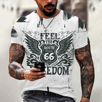Mens T Shirts Oversized Vintage Short Sleeve Route 66 Jack's Clearance