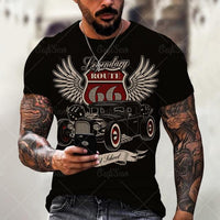 Mens T Shirts Oversized Vintage Short Sleeve Route 66 Jack's Clearance