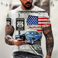 Mens T Shirts Oversized Vintage Short Sleeve Route 66 Jack's Clearance