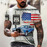 Mens T Shirts Oversized Vintage Short Sleeve Route 66 Jack's Clearance