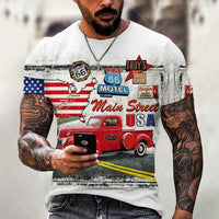Mens T Shirts Oversized Vintage Short Sleeve Route 66 Jack's Clearance