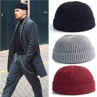 Fashion Hip Hop Beanie Knitted Hat Men Skullcap Women Winter Warm Brimless Baggy Melon Cap Cuff Docker Fisherman Beanies Hats Jack's Clearance